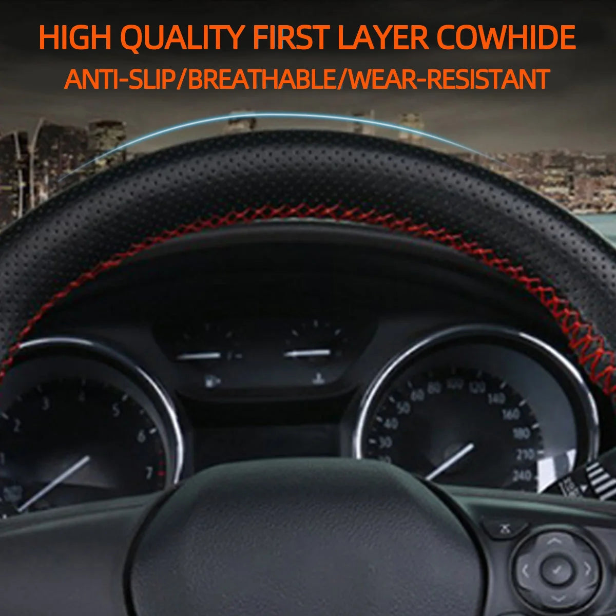 DIY Stitch-On Leather Steering Wheel Cover