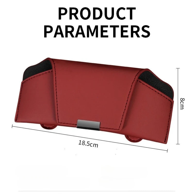 Leather Car Sun Visor Sunglasses and Eyeglasses Holder Case - 5