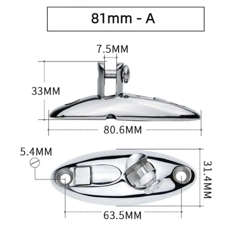 Stainless Steel Quick Release Marine Bimini Top Deck Hinge - 13