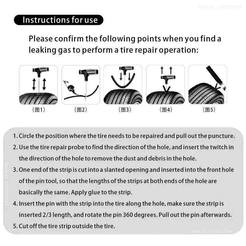 Emergency Tubeless Tire Puncture Repair Kit