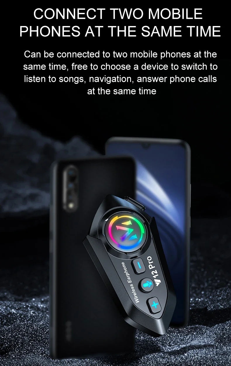 Wireless Motorcycle Helmet Bluetooth Headset with 500M Intercom - 19