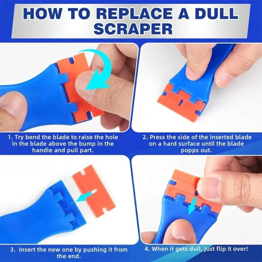 Non-Scratch Plastic Razor Blade Scraper for Adhesive and Sticker Removal