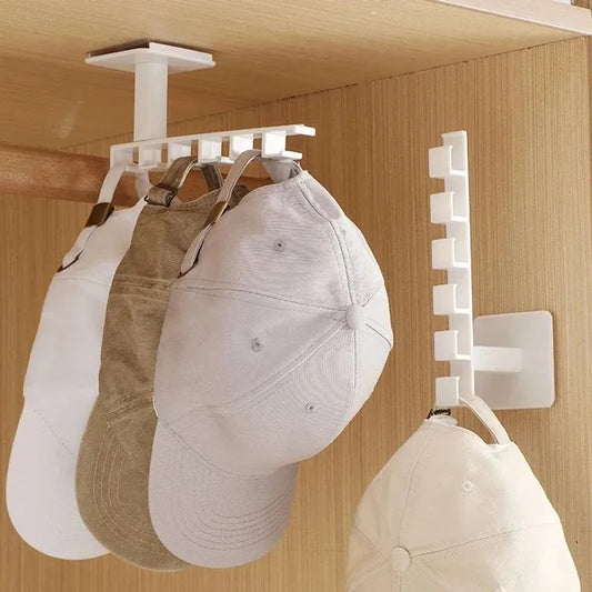 L-Shaped Adhesive Hanging Storage Rack for Hats and Accessories