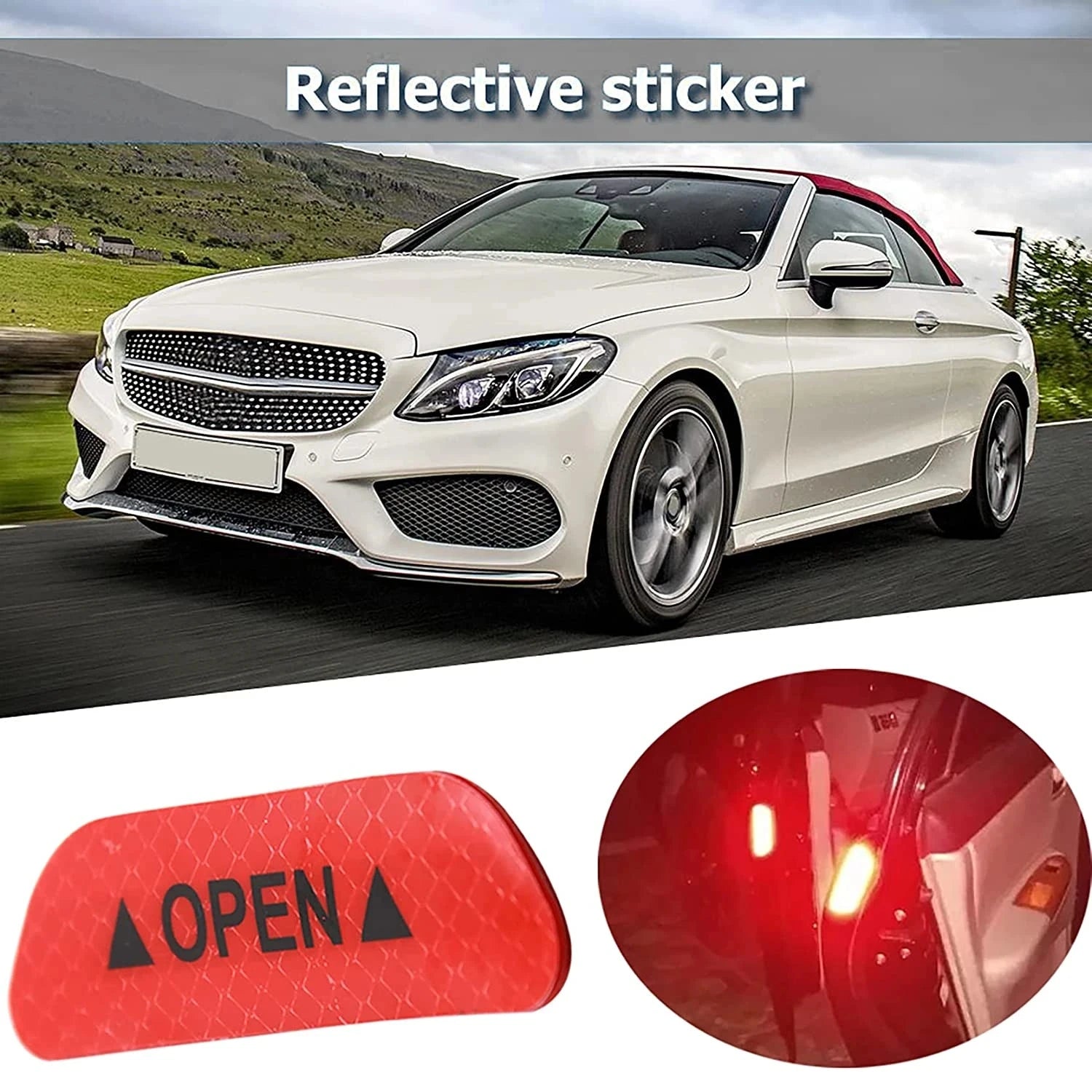 Reflective Car Door Open Warning Safety Stickers - 3