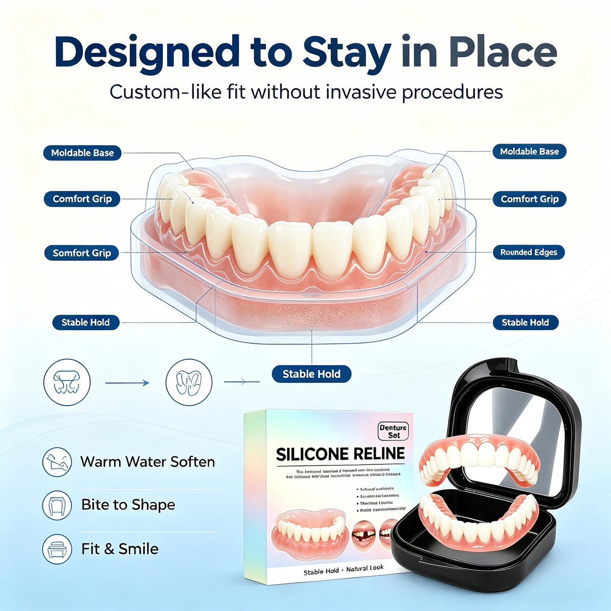 Comfort Fit Silicone Dentures for Instant Smile Restoration