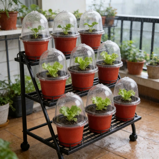18 Piece Plant Nursery Pot Set with Humidity Domes for Garden Starter