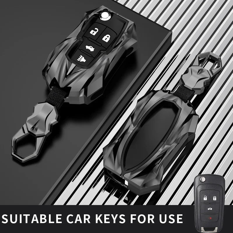 Protective Galvanized Alloy Car Key Case Cover and Keychain - 12