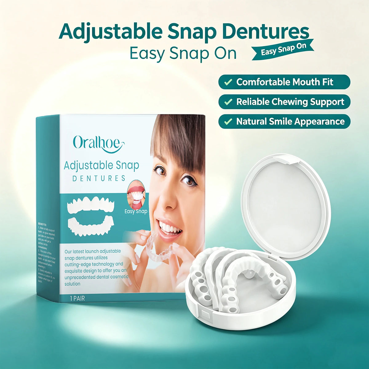 Adjustable Snap-On Dentures for Instant Smile Repair