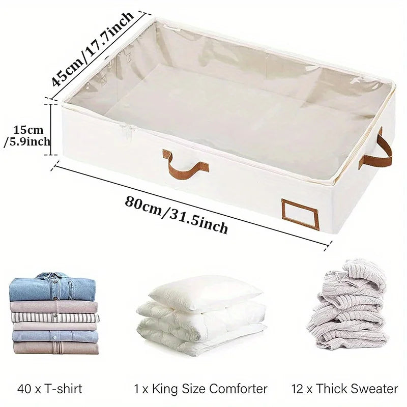 Foldable Underbed Storage Organizer for Blankets and Clothing - 12