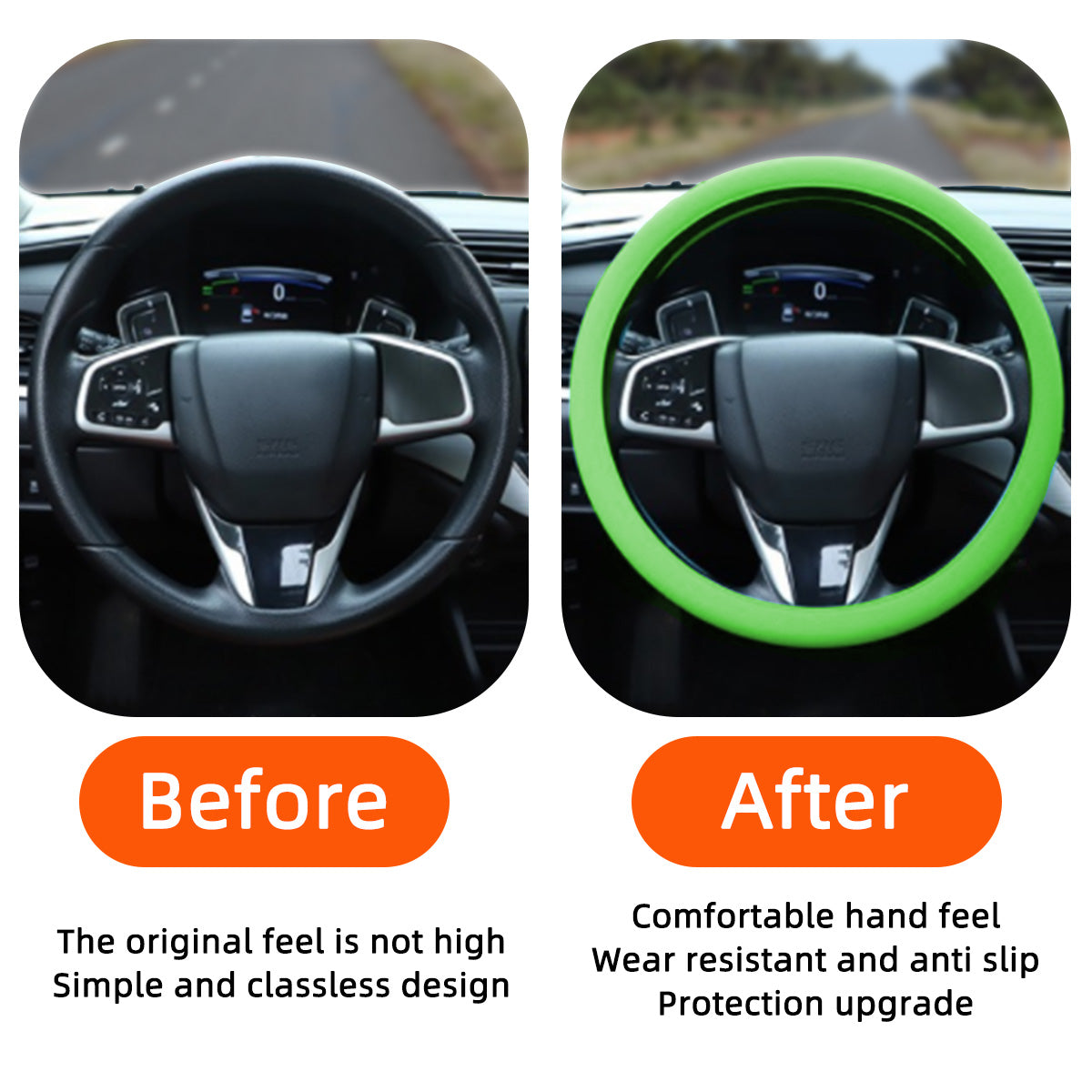 Non-Slip Elastic Silicone Steering Wheel Cover - 9