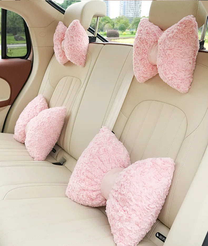 Cute Cartoon Bowknot Plush Car Seat Cushion Cover - 17