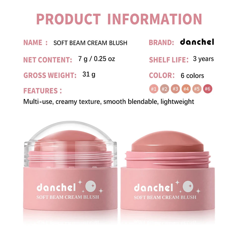 Long-Lasting Multi-Use Soft Cream Blush for Face and Lips