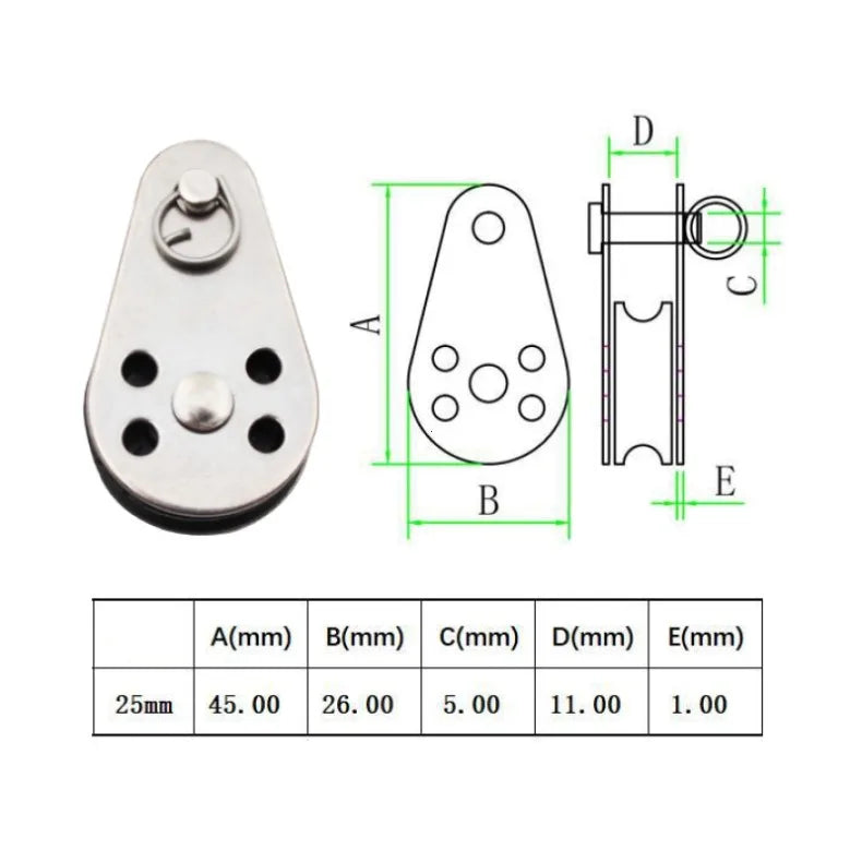 Stainless Steel Single Rope Pulley Block - 8