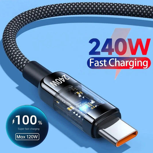 2-in-1 Fast Charging USB-C Cable with Integrated Phone Stand
