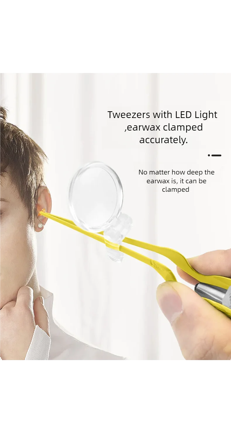 LED Illuminated Ear Wax Removal Kit with Tweezers - 12