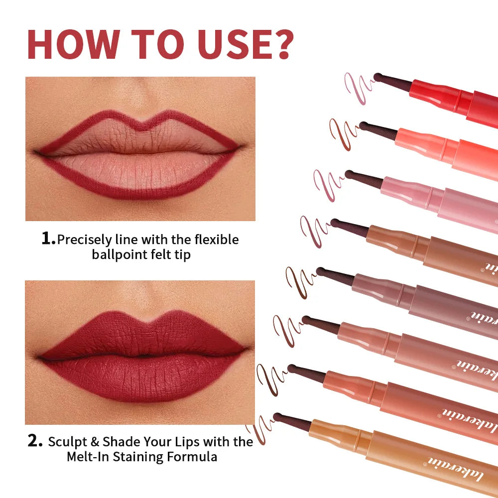 Waterproof Long-Lasting Felt-Tip Lip Liner Stain - 6