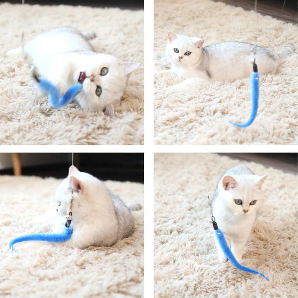 Interactive Plush Worm Cat Teaser Toy with Bell - 15