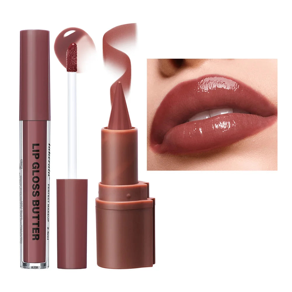 Hydrating Lip Liner and Lip Gloss Makeup Set - 1