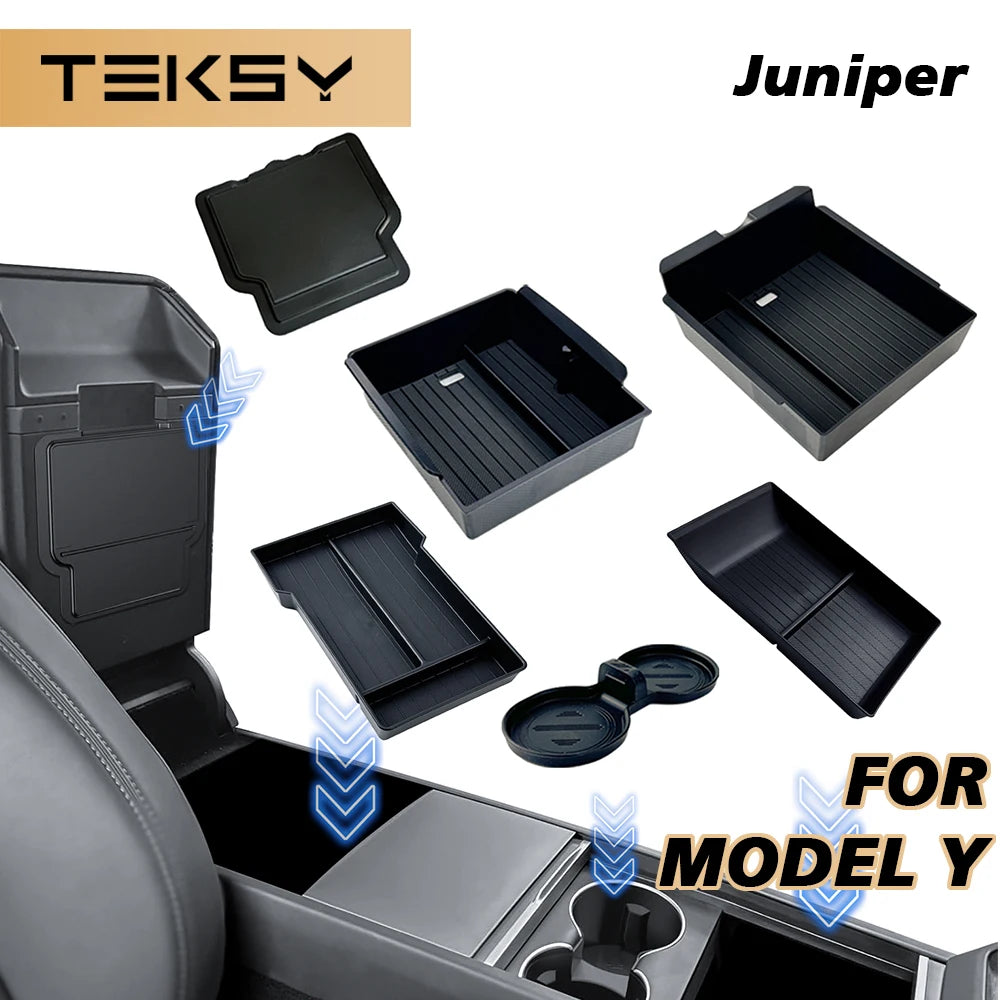Center Console and Armrest Storage Organizer for Tesla Model Y Juniper - 1