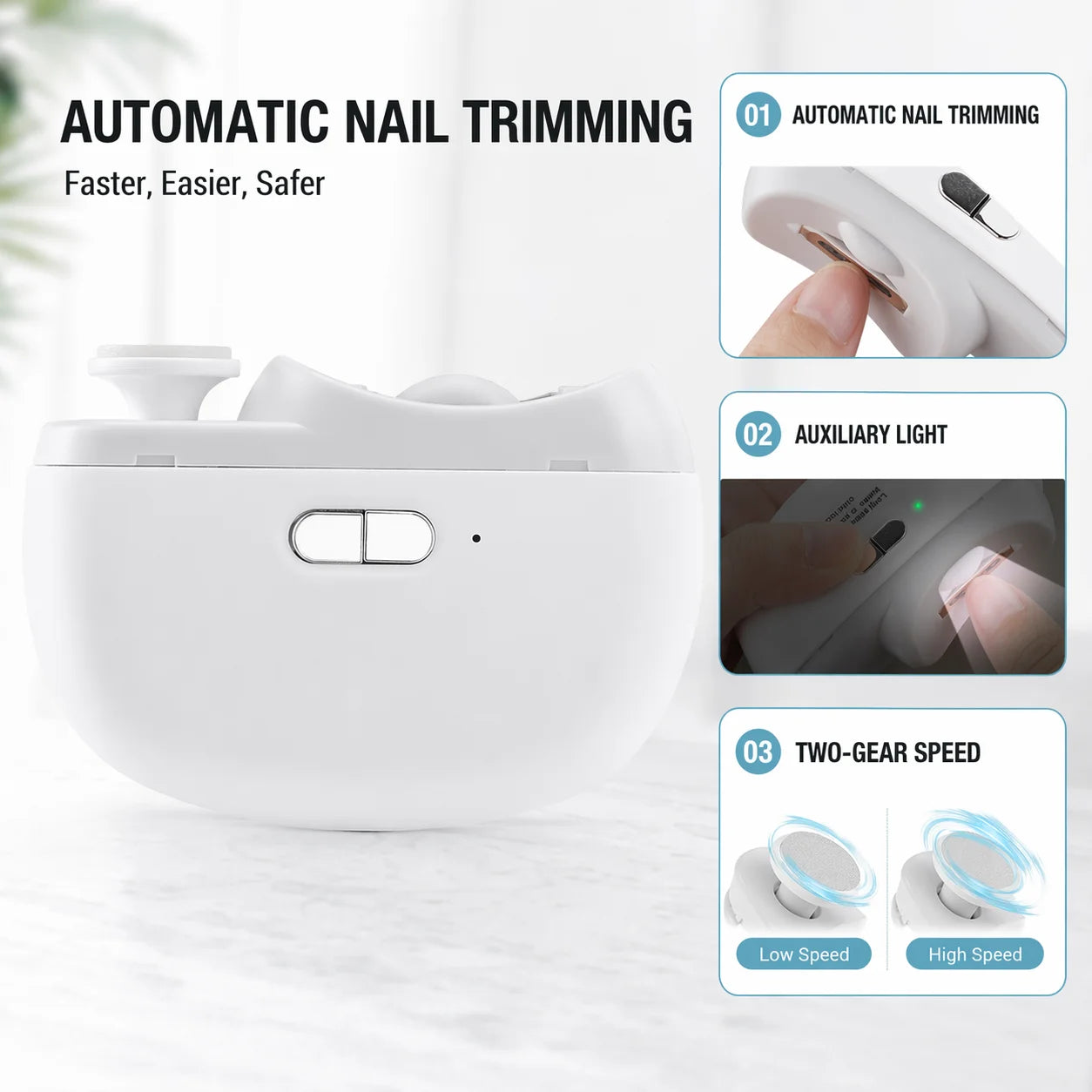 Electric 2-in-1 Automatic Nail Clipper and Polisher - 7