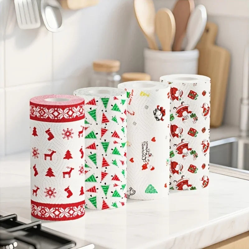 Festive Christmas Patterned Absorbent Kitchen Paper Towels