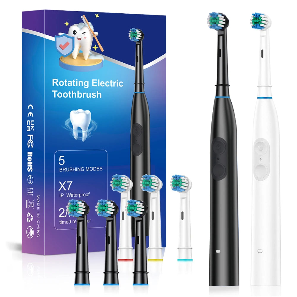 5-Mode Rechargeable Electric Toothbrush with 4 Replacement Heads
