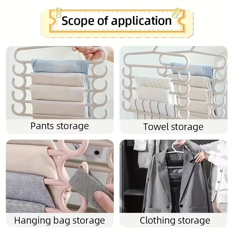 5-Layer Space Saving Pants and Scarf Storage Hanger - 5