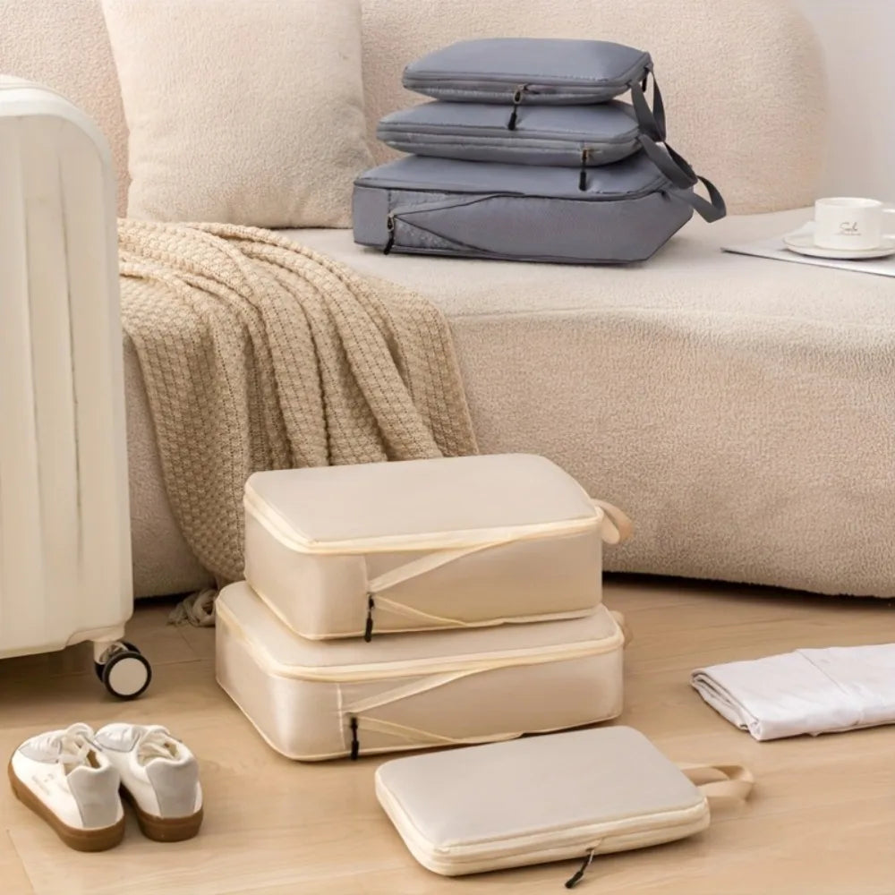 Expandable Compression Packing Cubes for Suitcases
