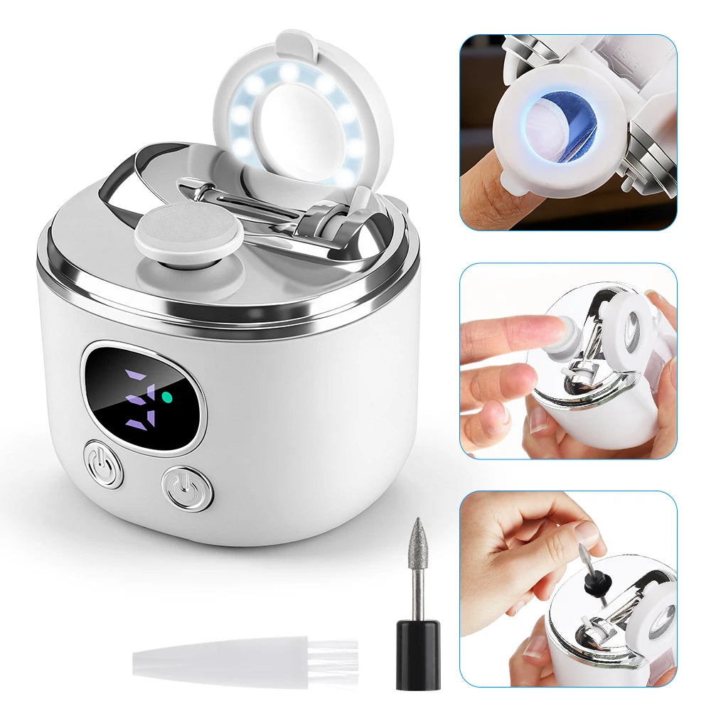 Electric Nail Clipper with Magnifier and LED Light - 1