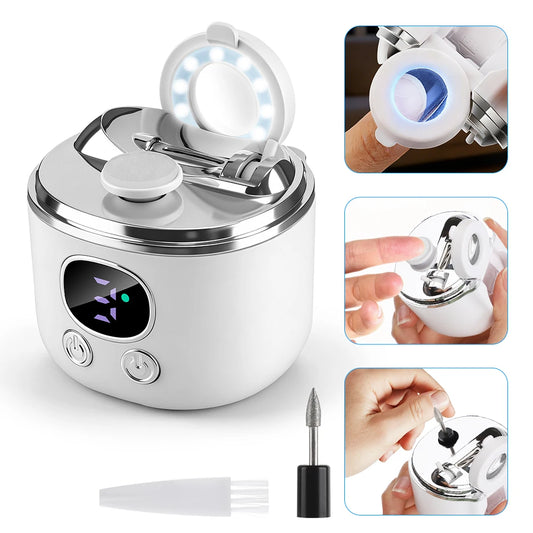 Electric Nail Clipper with Magnifier and LED Light