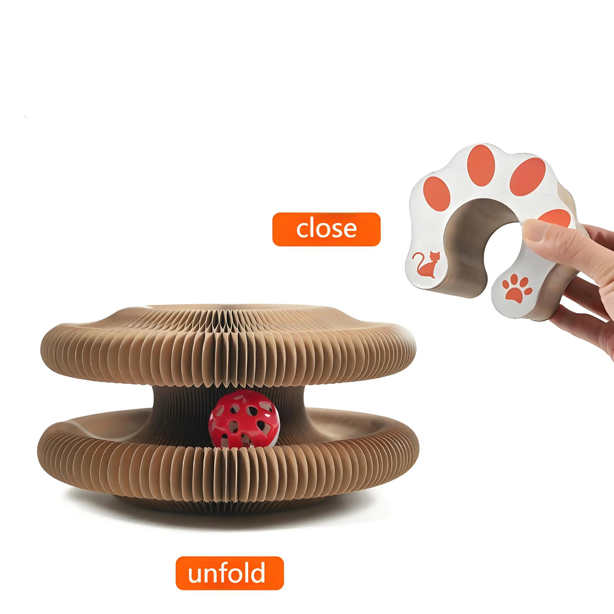 Interactive Foldable Cat Scratching Board with Play Ball