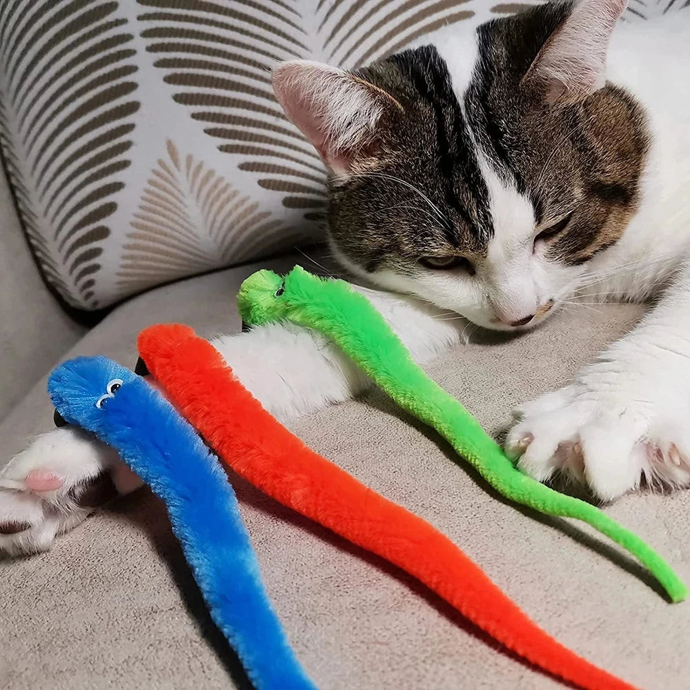 Interactive Plush Worm Cat Teaser Toy with Bell - 5