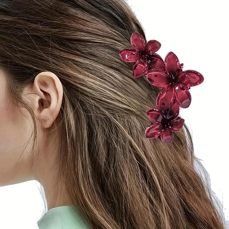 Hawaiian Plumeria Flower Hair Claw Clips Non Slip Beach Accessories