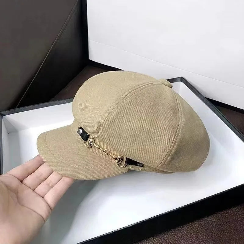 Women's Lightweight Newsboy Cap Adjustable Metal Buckle Hat - 16