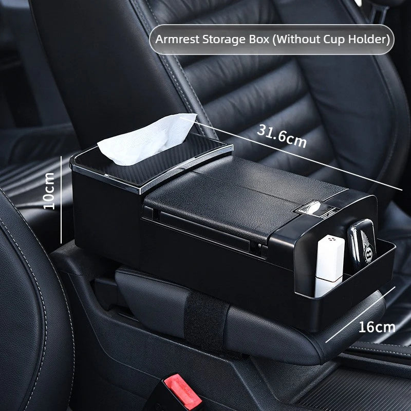 Multifunctional Car Armrest Box with Tissue Holder