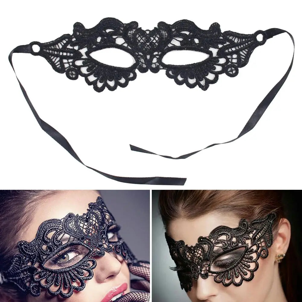 Women's Lace Masquerade Mask Elegant Hollow Half Face Costume Prop - 9