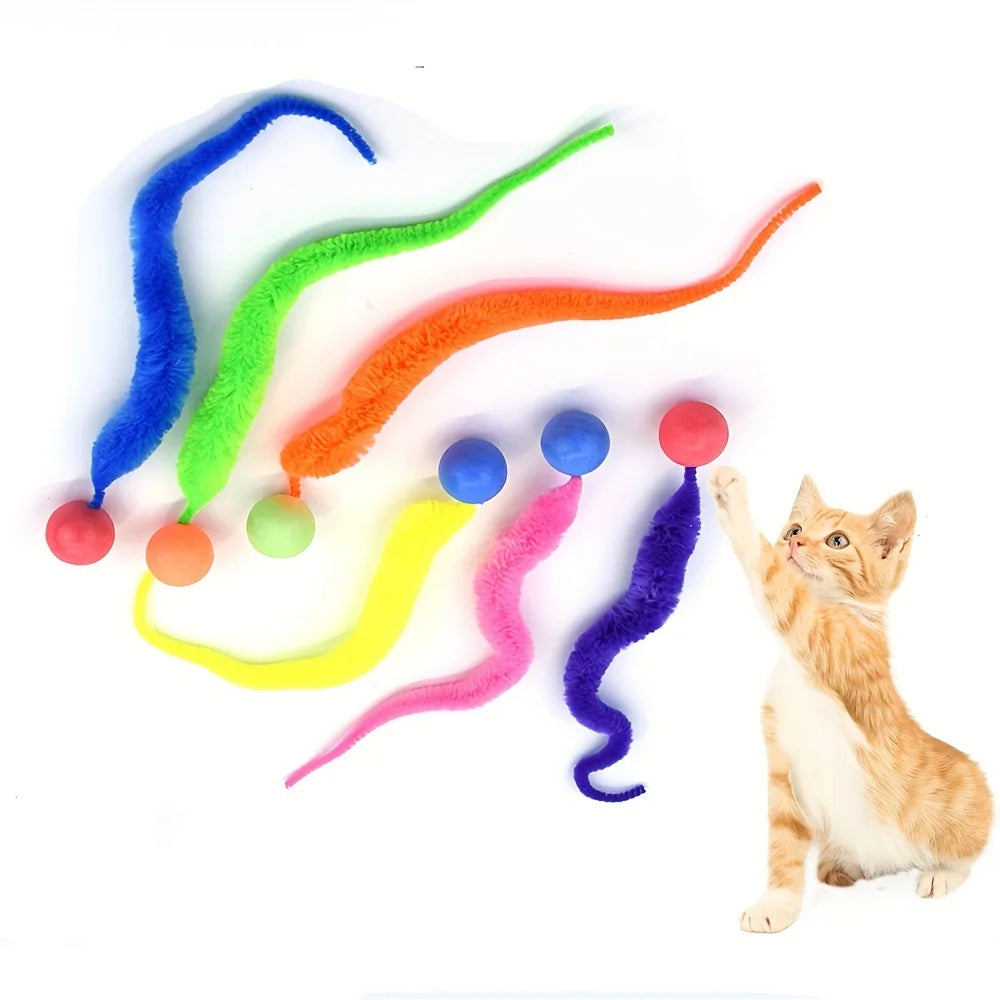 Wiggly Tail Cat Ball Toy Interactive Plush Kitten Chewing Bouncy Toy - 2