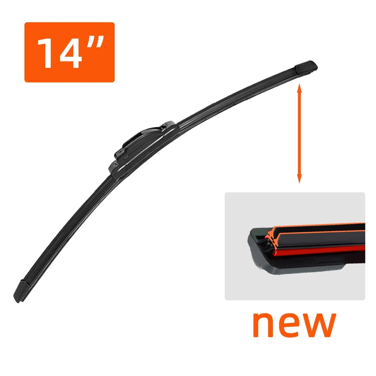 Universal J-Hook Windshield Wiper Blade for All-Weather Performance - 14