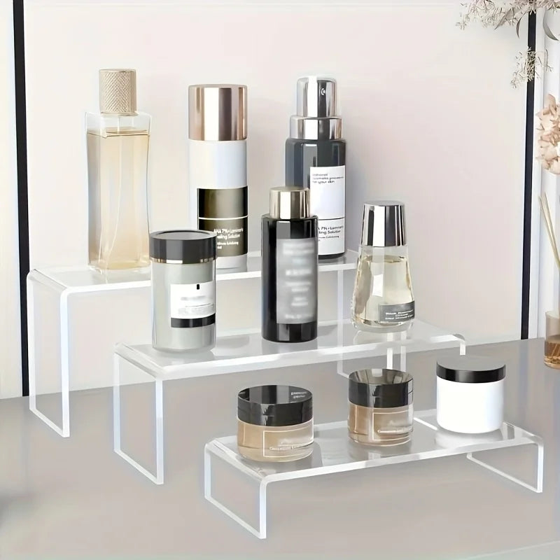 Clear Acrylic U-Shaped Display Riser for Collectibles and Makeup