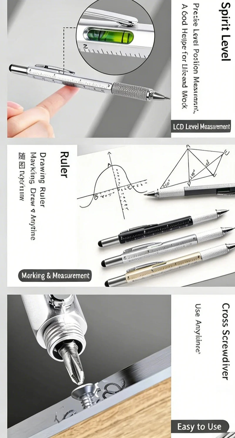 7-in-1 Multifunctional Tool Pen with Stylus and Measuring Gauge - 11