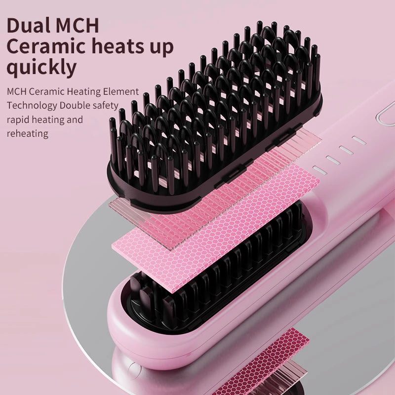 Fast Heating Cordless Hair Straightening Brush - 5