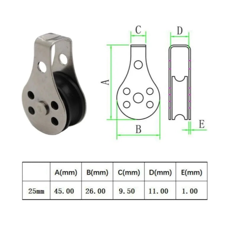 Stainless Steel Single Rope Pulley Block