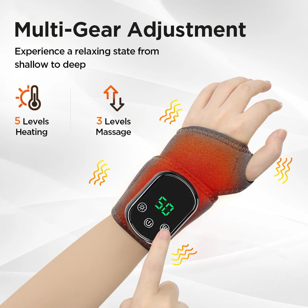 Heated Cordless Wrist Support Massager with 3 Vibration Modes