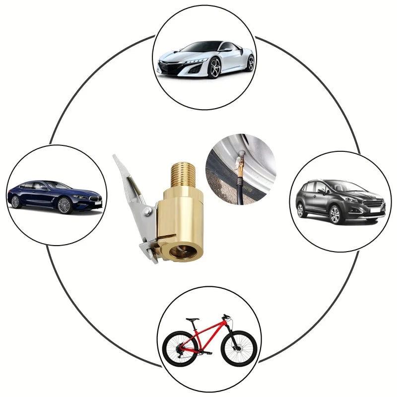Brass Locking Tire Air Chuck Clip Adapter for Car and Bike - 3