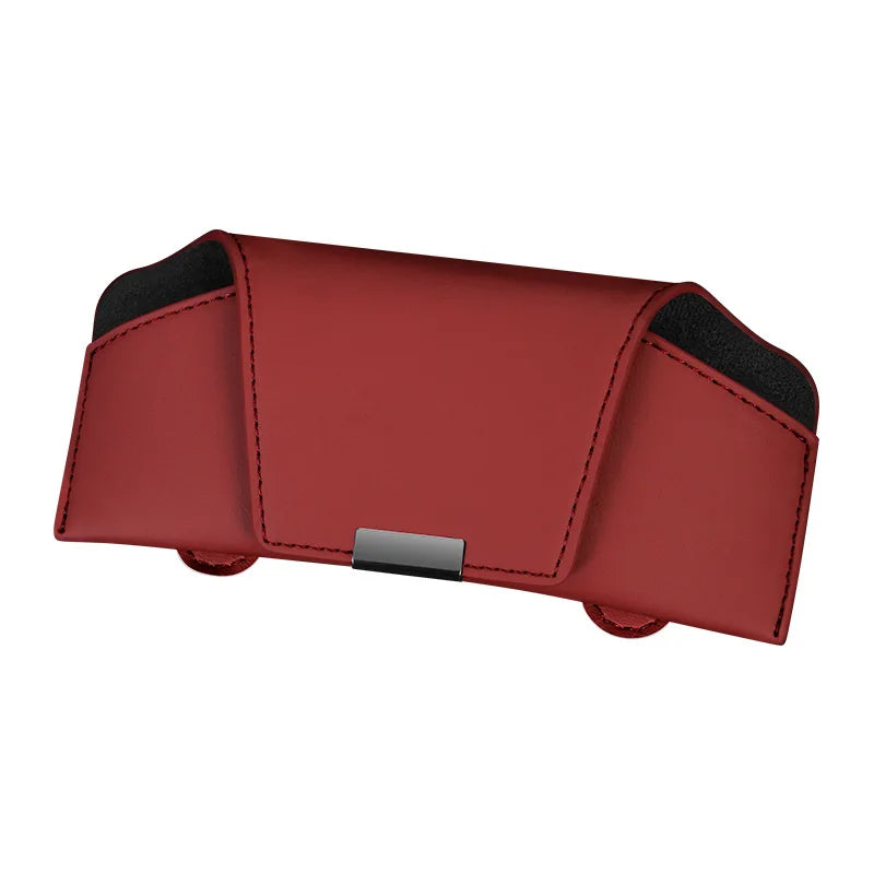 Leather Car Sun Visor Sunglasses and Eyeglasses Holder Case