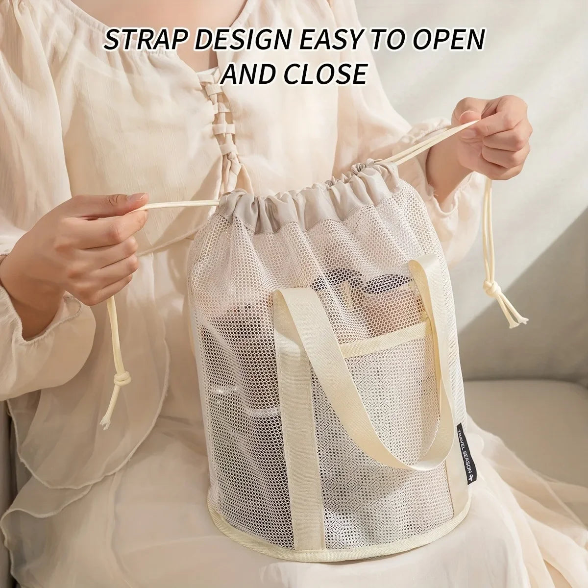 Multifunctional Foldable Mesh Drawstring Travel Organizer Bag - 8