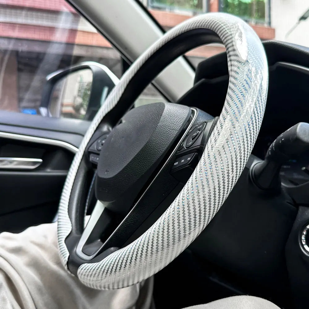 Universal Carbon Fiber Texture Car Steering Wheel Cover - 9