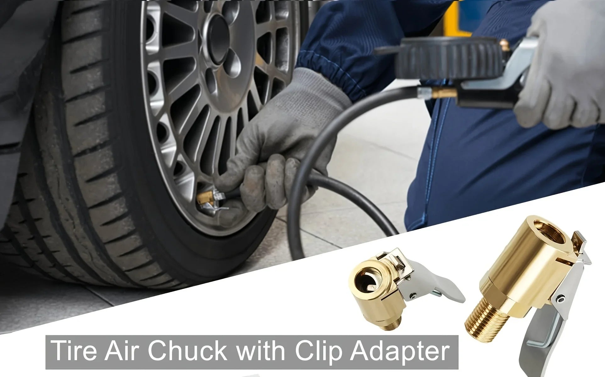 Brass Locking Tire Inflator Air Chuck Adapter - 7