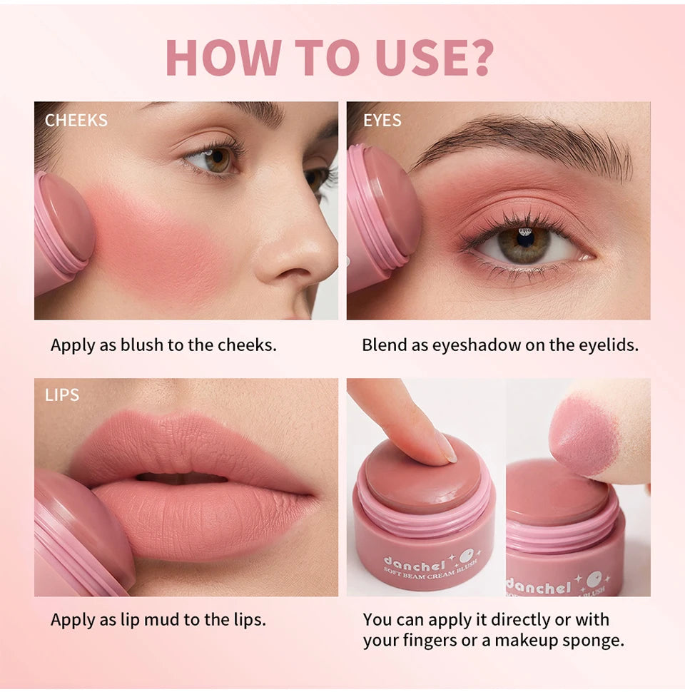 Long-Lasting Multi-Use Soft Cream Blush for Face and Lips