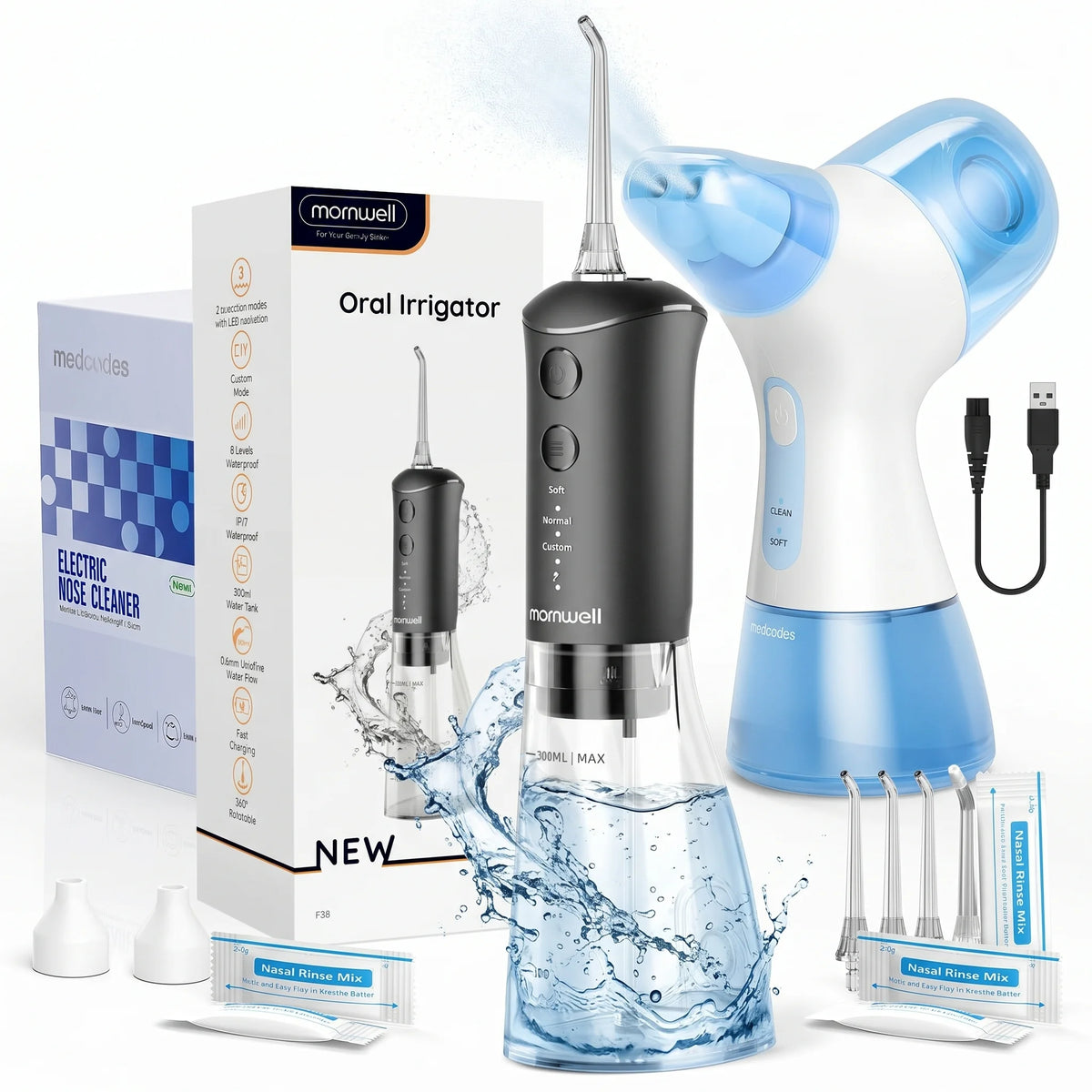 Electric Nasal Irrigation and Water Flosser Combo Kit